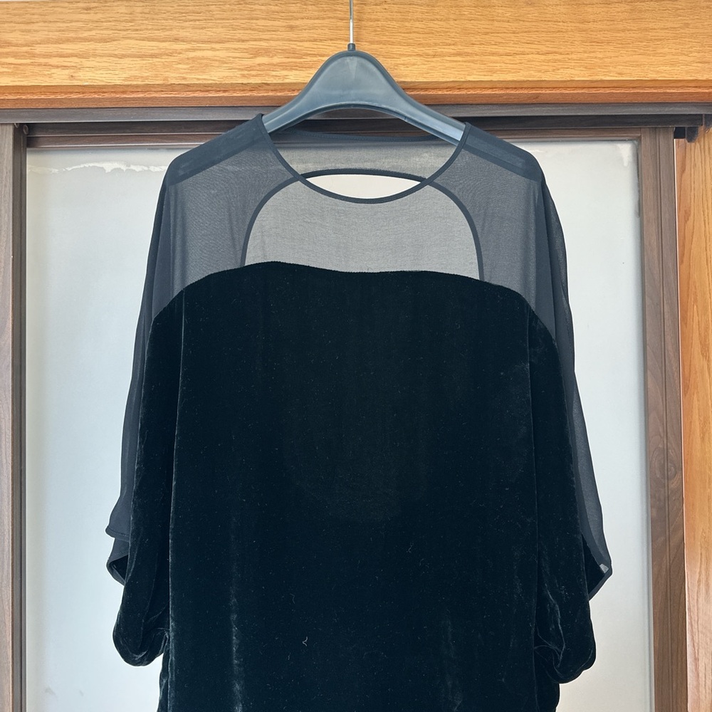 Acne Studios (2011) Black velvet dropped shoulder sheer dress